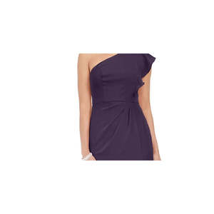 Abito a tubino lungo in raso da donna Adrianna Papell, taglia 6, con cerniera, spacco, maniche corte, scollo asimmetrico, viola naturale - Product Image 2