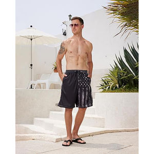 Shorts pour hommes personnalisés, imprimés, respirants, à séchage rapide, écologiques, style vintage, en polyester et coton, couleur unie, logo personnalisé, haute qualité - Product Image 2