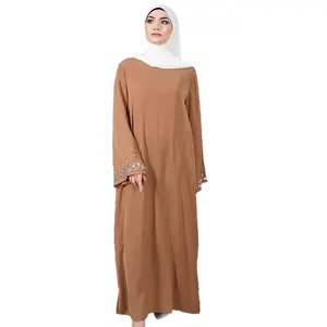 Abaya Dubai Turkey Solid Color Simple Modest Kaftan Islamic Clothing Abaya Muslim Dresses For Women