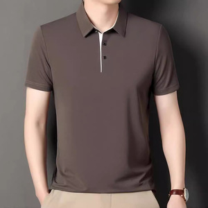 เสื้อโปโลผู้ชายแบบสวมหัวคอปกปานกลางสีทึบใหม่ฟรีโลโก้ฤดูร้อนกำหนดเอง - Product Image 2