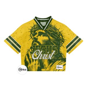 Suéter de cuello redondo con logotipo personalizado para hombre, camisas de manga corta de punto, jersey de fútbol americano, jersey de malla de punto, OEM - Product Image 2