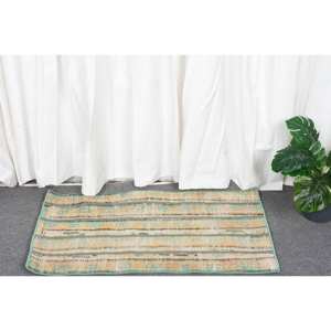 Alfombra ecológica de lana verde Beige de 1,4x2,8 pies de área grande moderna, diseño de comedor rectangular de retazos de estilo turco, látex - Product Image 2