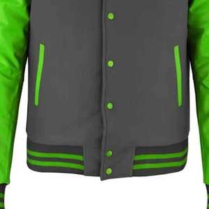 Veste universitaire unisexe personnalisée avec broderie OEM, 100% laine, écologique, streetwear d'hiver, veste de baseball, veste universitaire bicolore contrastée - Product Image 6