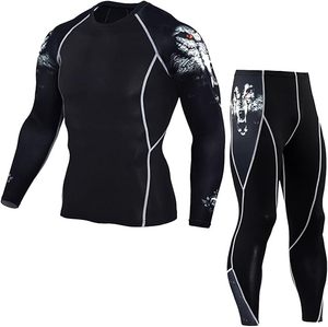 Custom Compression Workout Set for Men Bodybuilding Sportswear Suit with Long <b>Sleeves</b> and Tight Fitness Leggings for Winter - Product Image 2