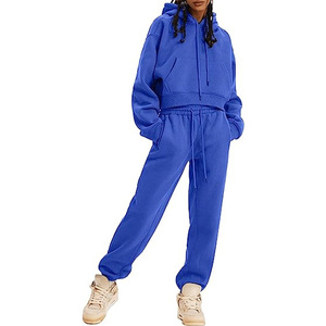 Premium 100% algodón personalizado mujer elegante conjunto de chándal de gran tamaño patrón sólido 2 piezas chándal ecológico ropa de hombre - Product Image 5