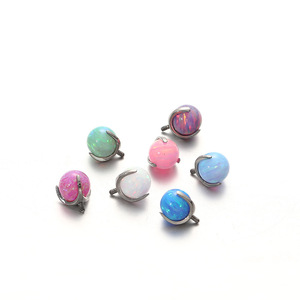 Joyería de Titanio ASTM F 136 para Piercing, Bola de Ópalo, Piercing Labret, Rosca Interna, Pendientes con Parte Trasera Plana, Titanio de Grado Implante - Product Image 2
