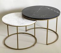 Table d'appoint moderne pour salon, chambre, bureau à domicile, pieds en métal, base en marbre, revêtement en poudre, style industriel rustique, meubles pour la maison