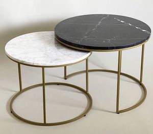 Modern Round <b>Side</b> <b>Table</b> for Living Room Bedroom or Outdoor Iron Metal Legs Marble Base Industrial or <b>Rustic</b> Home Furniture - Product Image 4