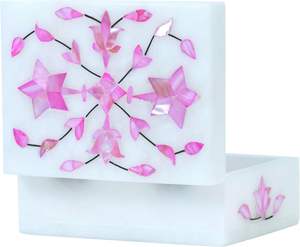 Caja de Joyería de Mármol Martillado de Calidad de Exportación con Incrustaciones de Nácar Rosa, Disponible en Exportación desde India - Product Image 6