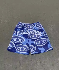 Short en maille de polyester 100% sur mesure pour hommes été décontracté motif solide sublimation complète et short avec logo sérigraphié - Product Image 6