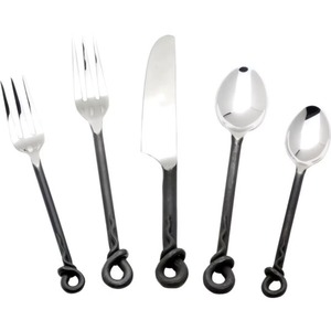 Ensemble de 5 couverts en acier inoxydable Ensemble de couverts idéal pour cuisine de table Hôtel Usage domestique Couleur argent Plaqué Ensemble de couverts Poignée Design simple - Product Image 3