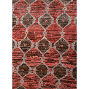 พรมขนสัตว์ถักมือ Erbe สีแดงและสีส้ม ลายเรขาคณิตนามธรรม สำหรับทางเข้าห้องนั่งเล่น ห้องโถง ขนาด 9x12 ฟุต รูปทรงสี่เหลี่ยมผืนผ้า รุ่น EA-3134 - Product Image 3