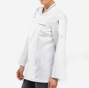 Vêtements <span class=keywords><strong>de</strong></span> préposé au restaurant unisexe fabriqués en Chine, uniformes <span class=keywords><strong>de</strong></span> chef, hauts tissés avec logo personnalisé - Product Image 4