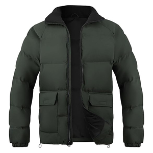 Chaqueta acolchada de esquí de lana de invierno para hombre, estilo callejero, cuello negro con capucha, cremallera lavada para resistencia al agua, servicio OEM cálido - Product Image 1