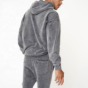 Top tendance personnalisable unisexe coton survêtements respirant deux pièces ensemble avec sweat à capuche uni et short pour l'hiver et l'automne - Product Image 2