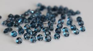 โทแพซสีน้ำเงินลอนดอนธรรมชาติ ทรงกลมเจียระไน คุณภาพสูง สำหรับทำเครื่องประดับ ขายส่ง - Product Image 2