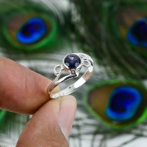 Piedra preciosa natural Lolita cabujón sólido 925 plata esterlina anillo hecho a mano joyería plata esterlina 925 anillo estampado joyería - Product Image 4