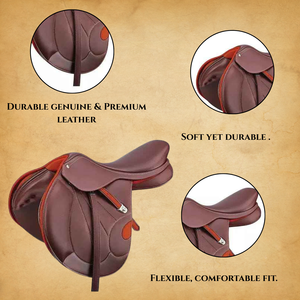 Selle en cuir véritable, nouveau design, selle pour cheval confortable pour le saut d'obstacles anglais, selle en cuir pour cheval - Product Image 4