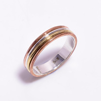 Large bague de fileuse Unique en argent Sterling 925, bracelet de Spinning en cuivre et laiton, belle Texture de feuille et de fleurs