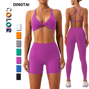 Manufacturer's Custom Logo Yoga Set for <b>Women</b> Active Wear Fitness Piece Sports Set <b>Flare</b> <b>Leggings</b> Match Spandex Material - Product Image 2