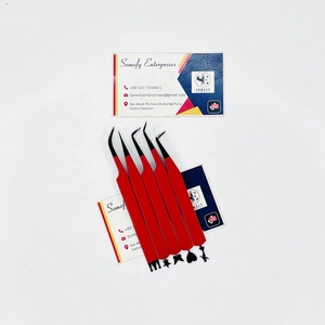 New <b>Lash</b> Extension Tweezers Black Tips Red Color Bottom Design Eyelash Tweezers Sharp Solid Tip Tweezer Sustainable <b>mink</b> - Product Image 2