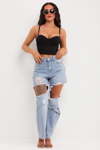 OEM Custom Manufacturer Denim Pants Relaxed Fit Baggy <b>Jeans</b> Coin Pocket Embroidery Blue Acid Wash Denim <b>Jeans</b> Pants for Women's - Product Image 2