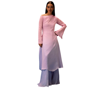 เสื้อทีเคอร์ตาทรงเอไลน์สีชมพูสำหรับผู้หญิงเครื่องแต่งกายตามแบบของโรงงานผลิตตามสั่ง - Product Image 3