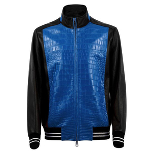 Chaqueta de Cuero para Hombre, Piel de Cordero Genuina con Patrón de Cocodrilo, Alta Calidad, Marca Bordada Personalizada, Chaquetas para Hombre 2025 - Product Image 2