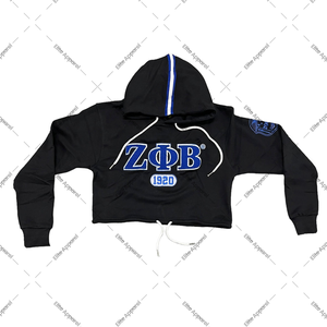 Sweat-shirt court personnalisé Zeta Phi Beta |   Pull en molleton français avec lettres grecques brodées |   Vêtements grecs en gros OEM - Product Image 1