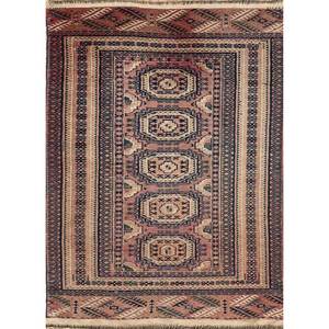 Alfombra Kiaan Grande de Lana Anudada a Mano, Roja y Naranja, con Diseño Geométrico Abstracto Rectangular para Entrada, Pasillo o Recibidor - Product Image 1