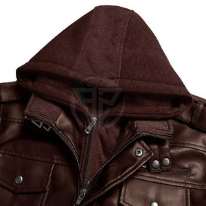 Hoodie en cuir élégant et décontracté pour l'hiver, léger, avec coutures soignées, allure moderne, texture durable, confortable à porter - Product Image 4