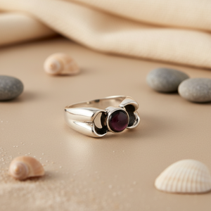 Men's <b>Silver</b> Plated Statement <b>Ring</b> <b>with</b> Natural <b>Black</b> Gemstone - Product Image 3