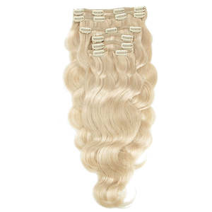 คลิปต่อผมแท้แบบเวฟ 8-28 นิ้ว ซุปเปอร์ดับเบิ้ลดรอน สี 1B วานิลลาบลอนด์ - Product Image 1