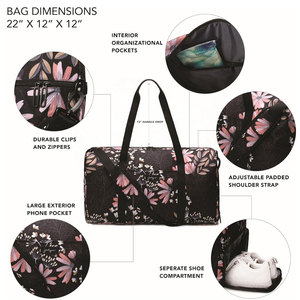 <b>Large</b> Canvas Duffel <b>Bag</b> for Women Ladies Travel Carry-On <b>Shoulder</b> Overnight Sport Wear Wholesale Fabric with Polyester Lining - Product Image 3