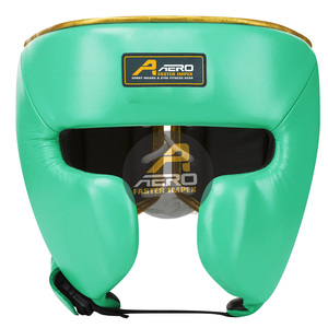 Protector de cabeza de boxeo con logotipo personalizado profesional, Material de cuero sintético genuino, Protector de entrenamiento pesado, patrón impreso AERO - Product Image 1