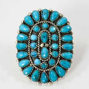 ชุดแหวนเงินสเตอร์ลิงพร้อมกลุ่มเทอร์ควอยซ์คิงแมนที่เสถียรจากรัฐแอริโซนา - Product Image 2