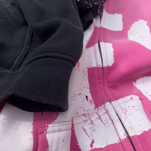 Sweat à capuche vieilli avec broderie du fabricant personnalisé veste zippée en strass sweat à capuche Streetwear en polaire délavé vintage pour hommes délavés au soleil - Product Image 4