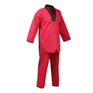 Directo de fábrica Verano Manga corta Cuello en V Conjunto de uniforme de taekwondo Logotipo personalizado Técnicas lavadas Ropa de artes marciales - Product Image 5