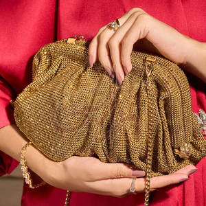 Made in Pakistan Women Fashion <b>Clutches</b> Embroidery Rhinestone Pearl Magnetic Closure High Quality Customizable Sizes Low Price - Product Image 5