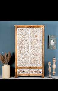 ตู้เสื้อผ้าไม้แบบตั้งพื้น ทนทาน ดีไซน์ดั้งเดิม ประตูคู่แบบขยายได้ พร้อมลิ้นชัก ล็อคได้ เป็นมิตรกับสิ่งแวดล้อม ผิวสัมผัสธรรมชาติ สำหรับห้องนอน - Product Image 3