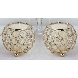 เชิงเทียนลวดชุบสังกะสีประดับลูกปัดคริสตัลสำหรับงานแต่งงานหรือที่บ้าน - Product Image 1