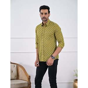 Chemise décontractée pour homme en coton imprimé à manches longues, respirante, en popeline ou tissu Oxford, motif floral ou à pois, offre ODM - Product Image 2