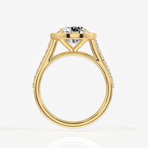 9K <b>Gold</b> Portuguese Cut Moissanite Diamond Halo Engagement <b>Ring</b> Elegant and Stylish Wedding Accessory - Product Image 3