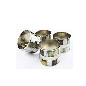 Nacre Incrustation Rond De Serviette Table À Manger Décorer Avec Or Vadrouille Ronds De Serviette Vadrouille Anneau De Serviette En Laiton - Product Image 6