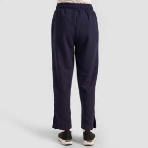 Pantalon décontracté en maille gaufrée bleu marine, confortable, respirant, taille haute, imprimé, avec fermeture élastique, coupe ample pour toutes les saisons - Product Image 3