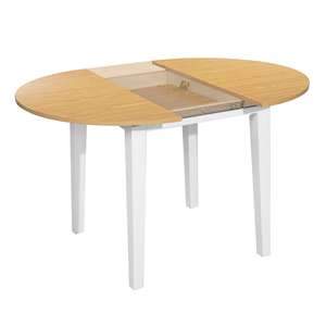 Tavolo da Pranzo Circolare Allungabile Well Home in Bianco e Faggio 90-120cm 75cm - Product Image 6