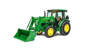 Tracteur agricole John Deere 4 roues motrices avec chargeur frontal, machinerie agricole verte, 70HP, 80HP, 90HP, 100HP, 150HP, équipement de travail sur le terrain - Product Image 1