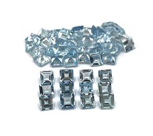 Lot de pierres précieuses en aquamarine naturelle, taille carrée, 3,50 mm, pierres précieuses en aquamarine pour la fabrication de bijoux - Product Image 2