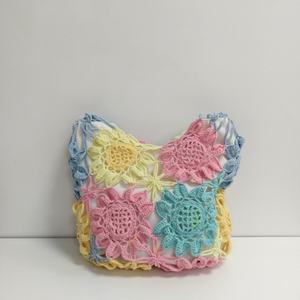 Bolso de Ganchillo Hecho a Mano, Colores Pastel, Diseño Floral, Bolso de Playa de Verano, Bolso de Hombro de Ganchillo, Bolso de Ganchillo Único - Product Image 2
