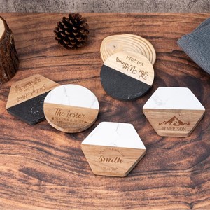 Sous-verres en marbre noir dans une boîte cadeau de qualité supérieure, tampons de boisson en pierre ronde lisse pour la décoration intérieure de luxe et les marchés d'exportation - Product Image 3